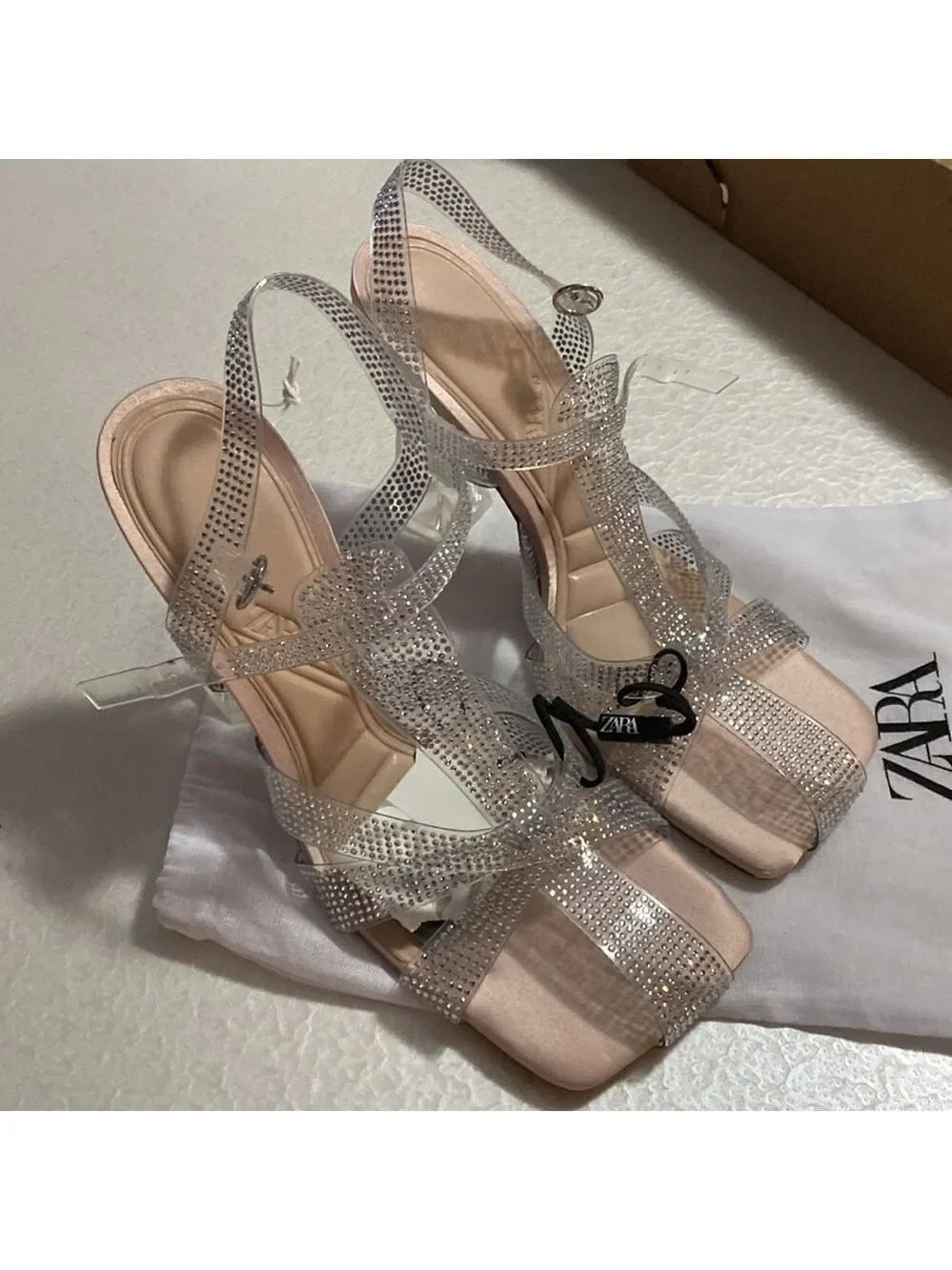 Zara VINYL HEELED CAGE TRANSPARENT SANDALS SZ US 10 EU 41 - Picture 6 of 12